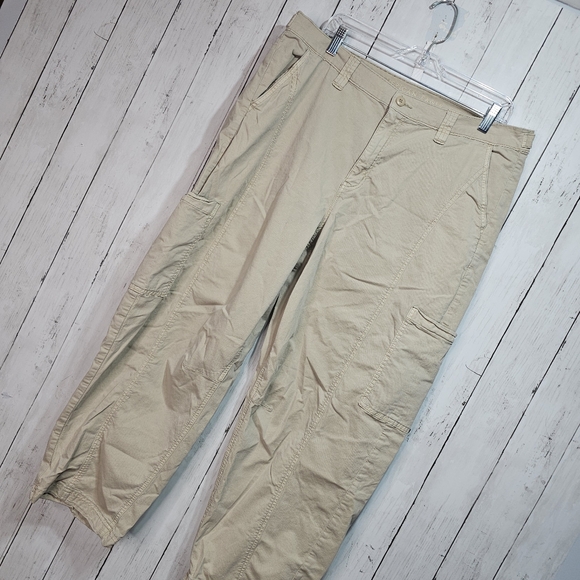 American Eagle Women’s Tan Cotton Stretch Blend Barrel Cargo Pants Size 16. - Picture 3 of 10